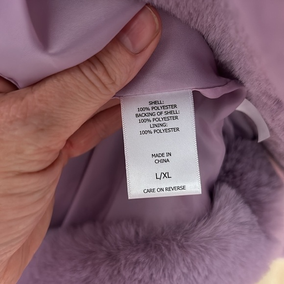 New York And Company purple Faux Fur Ultra Soft Mid length Coat Size L/XL - NEW - Picture 5 of 6